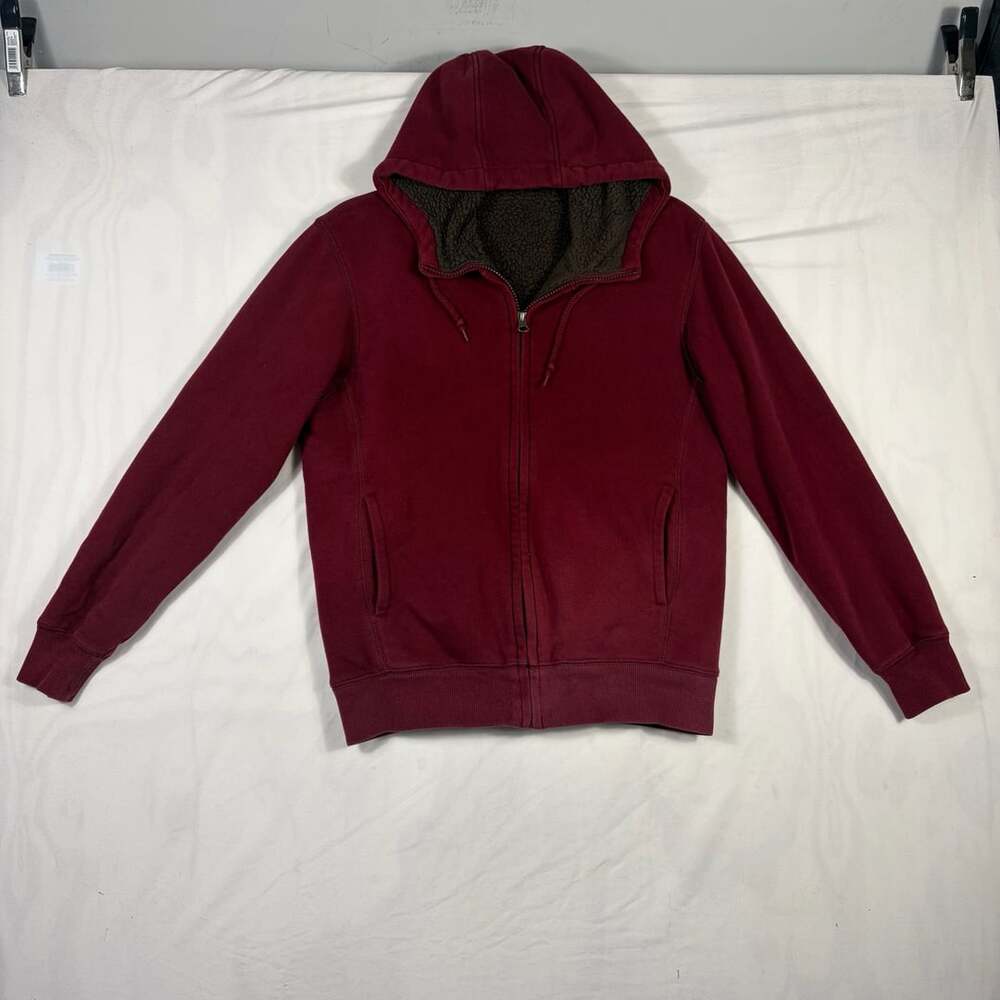 Uniqlo Maroon Sherpa Fleece Lined Full Zip Hooded Sweatshirt Jacket
